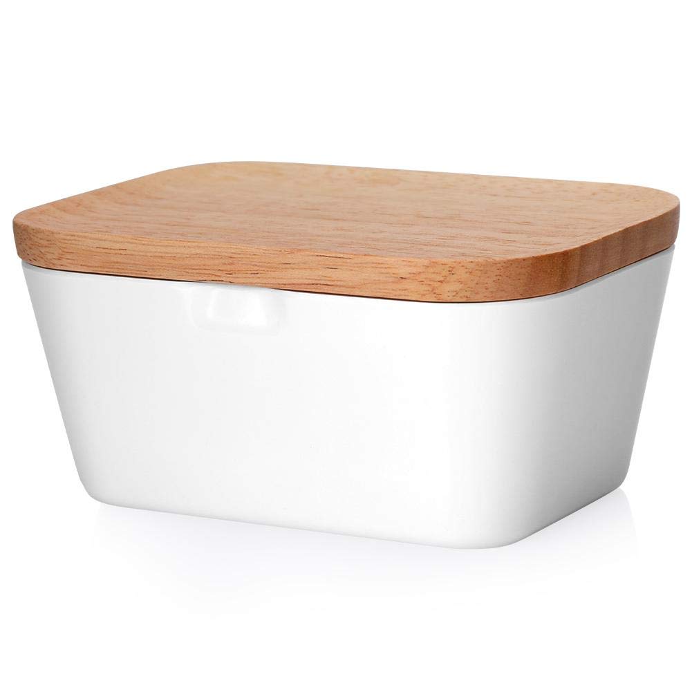 Large Butter Storage Container with Wood Lid - Airtight Butter Dish for Fresh Food Preservation | Perfect for Kitchen, Dining, and Baking Needs