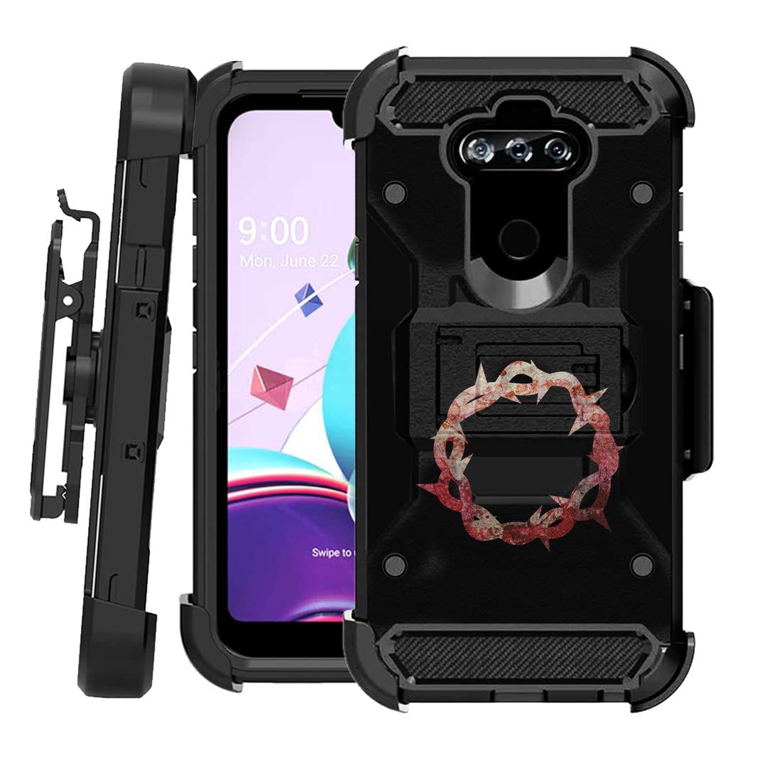 Ohiya Kickstand Case for LG K31 - Heavy Duty Belt Clip Holster Cover | Outdoor Work Protection