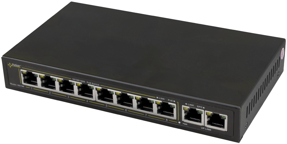 SG108WP 8-Port PoE+ Gigabit Ethernet Switch with 2 Uplink Ports & 120W Power Budget - Ideal for Pulsar Enclosures, IP Cameras & VoIP Phones
