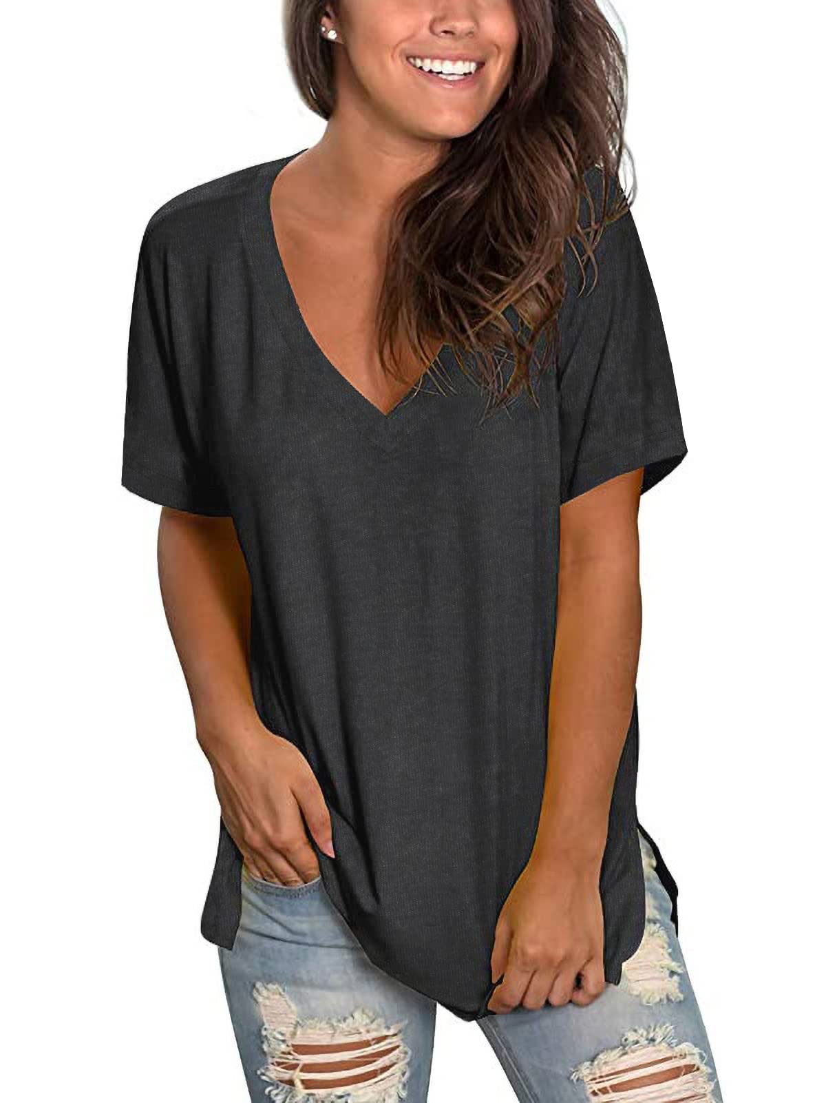 Floral V-Neck T-Shirt for Women - Summer Short Sleeve Blouse | Casual Outfit, Beach Wear & Everyday Fashion