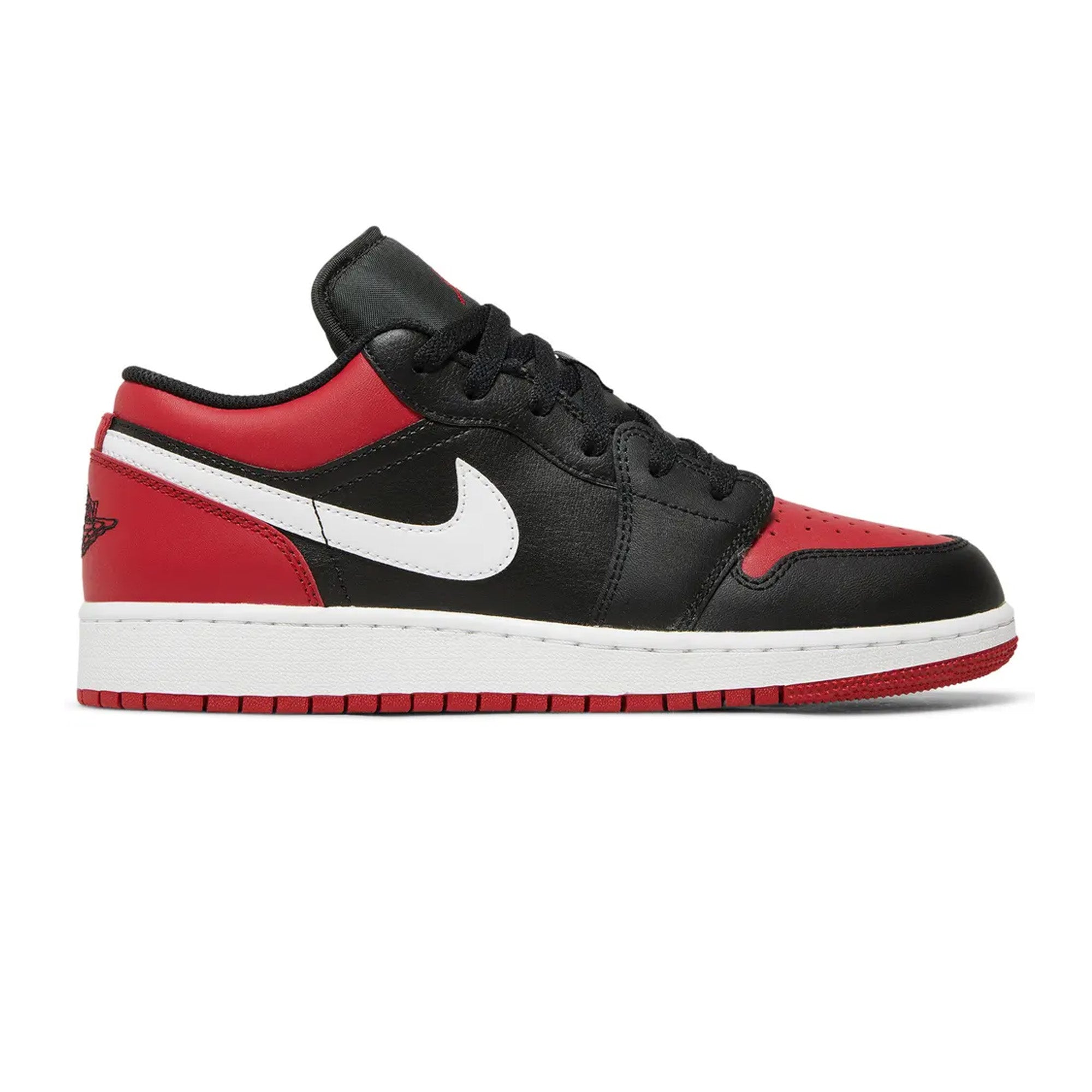 Air Jordan 1 Low 'Alternate Bred Toe' GS Sneakers (2023) - Black/Red-White Basketball Shoes for Women & Girls - Perfect for Casual Wear, Street Style & Sports Activities