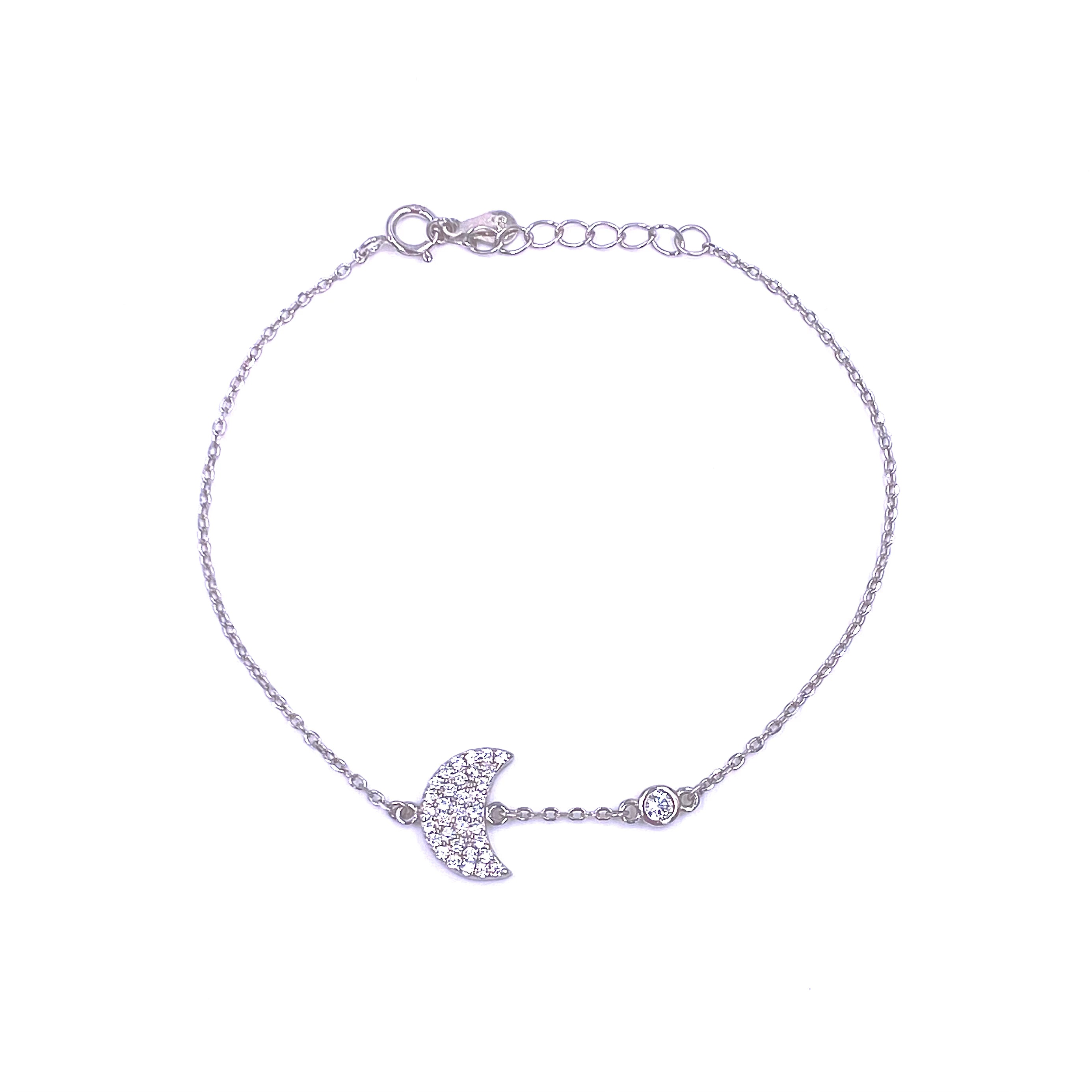 Ashley Gold Sterling Silver CZ Moon Design Link Chain Bracelet for Women | Elegant Jewelry Gift for Birthday, Anniversary & Special Occasions