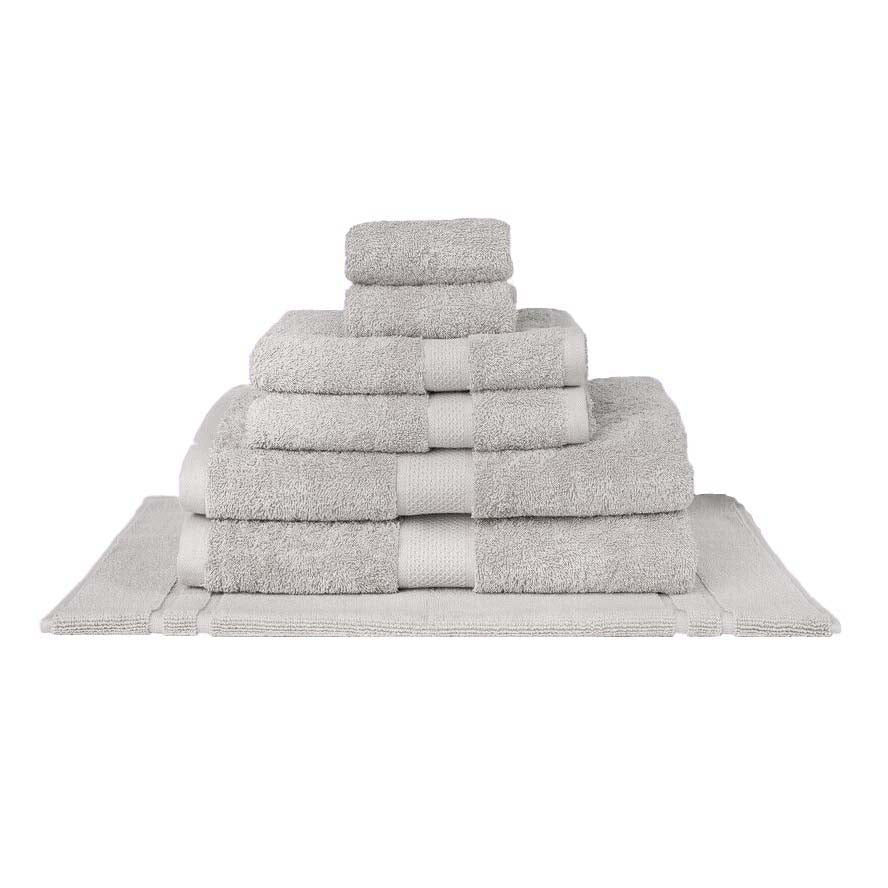 Premium 100% Combed Cotton Bath Towel Set - 7 Piece Luxury Silver Towels for Spa, Hotel & Home Bathroom Use - Ultra Soft & Absorbent