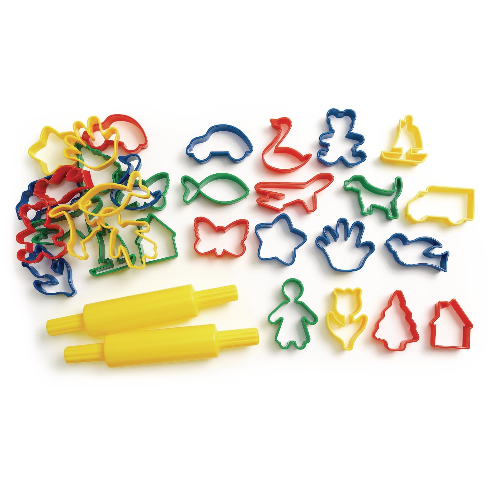 Colorations 34-Piece Dough Cutter & Roller Set for Kids - Fun Baking Tools for Playdough, Cookie Making & Arts & Crafts Activities
