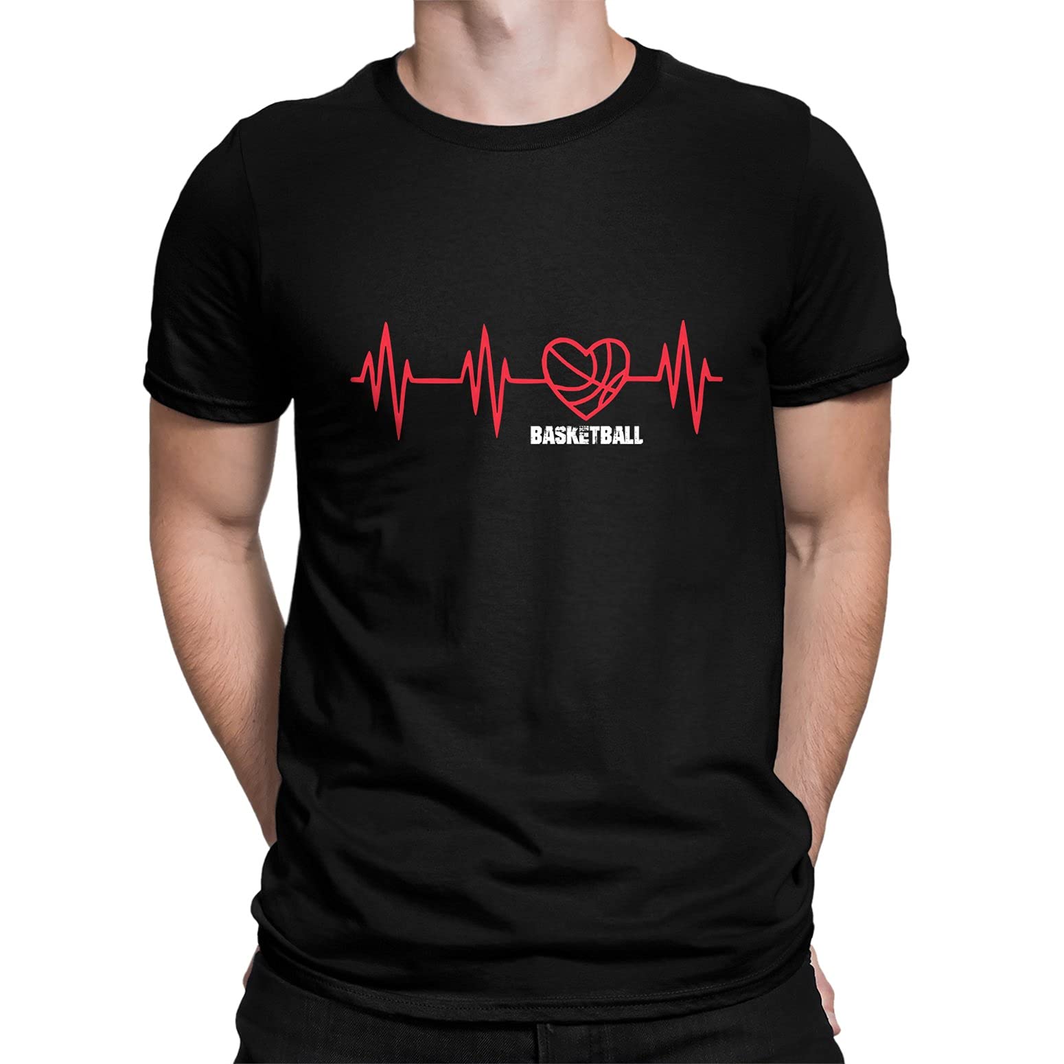 Basketball Heartbeat Cotton T-Shirt - Unisex Soft Cotton Tee for Men & Women - Perfect for Game Day, Casual Wear & Sports Fans