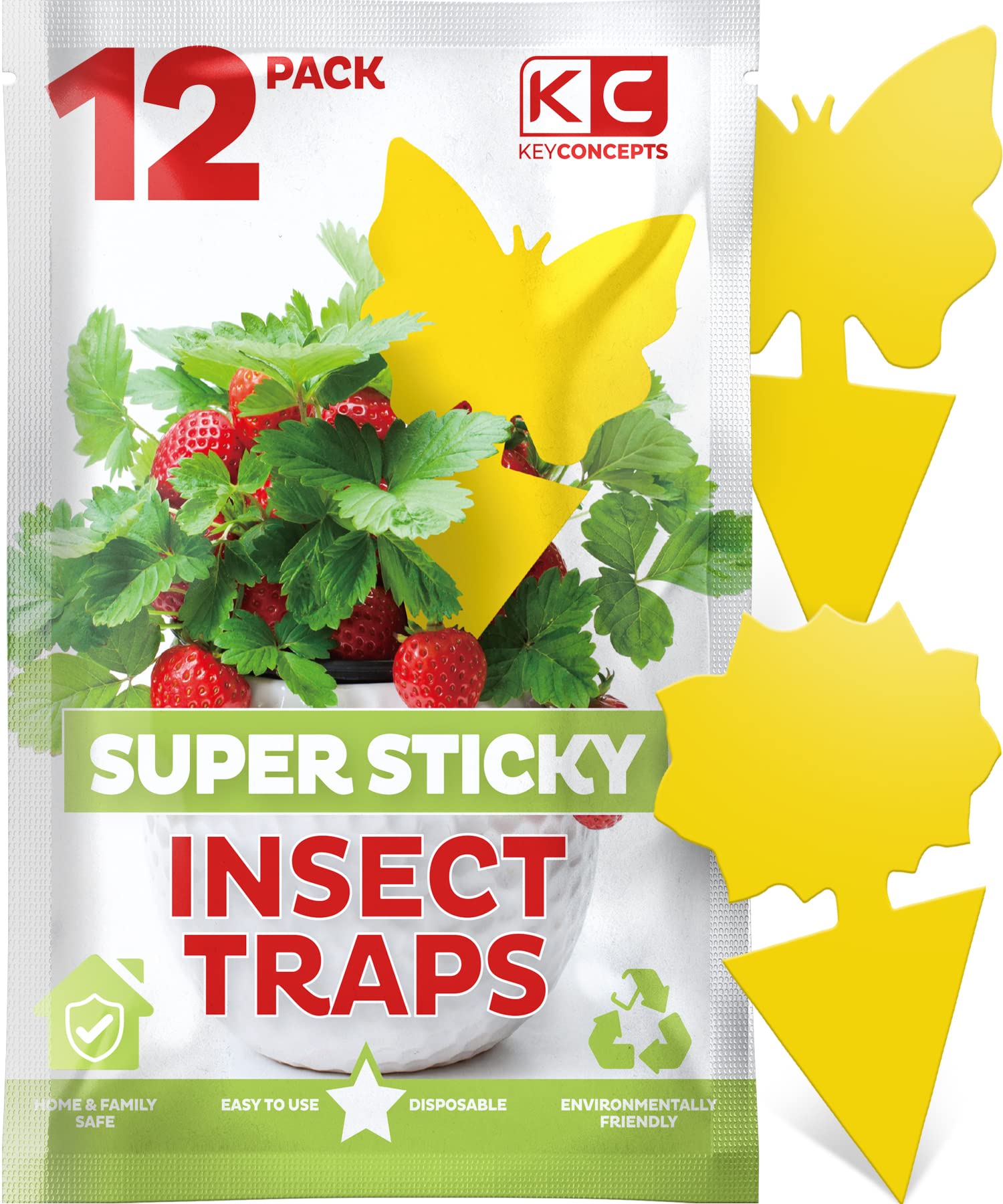 12 Pack Yellow Sticky Gnat Traps for House Plants - Effective Fruit Fly & Gnat Killer for Indoor Plants - Perfect for Kitchen, Greenhouse & Home Garden Pest Control