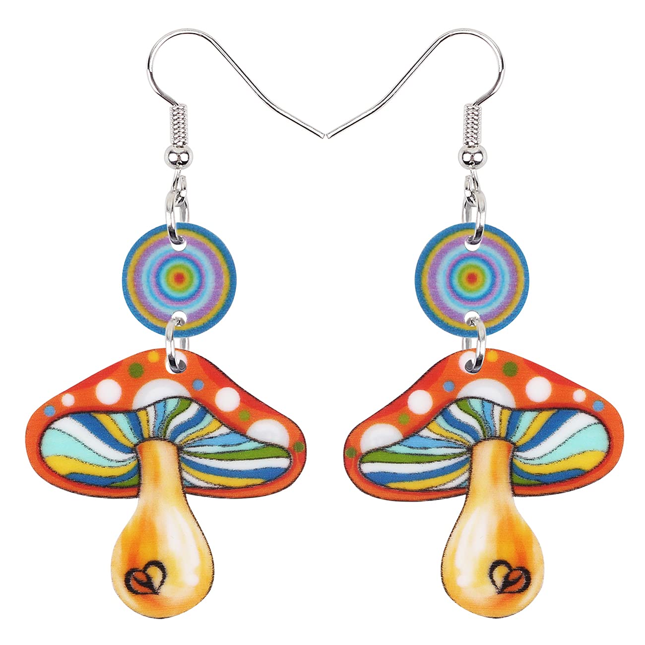 WEVENI Acrylic Cute Mushroom Earrings - Drop Dangle Fashion Jewelry for Women & Girls - Perfect for Parties, Gifts, and Everyday Wear