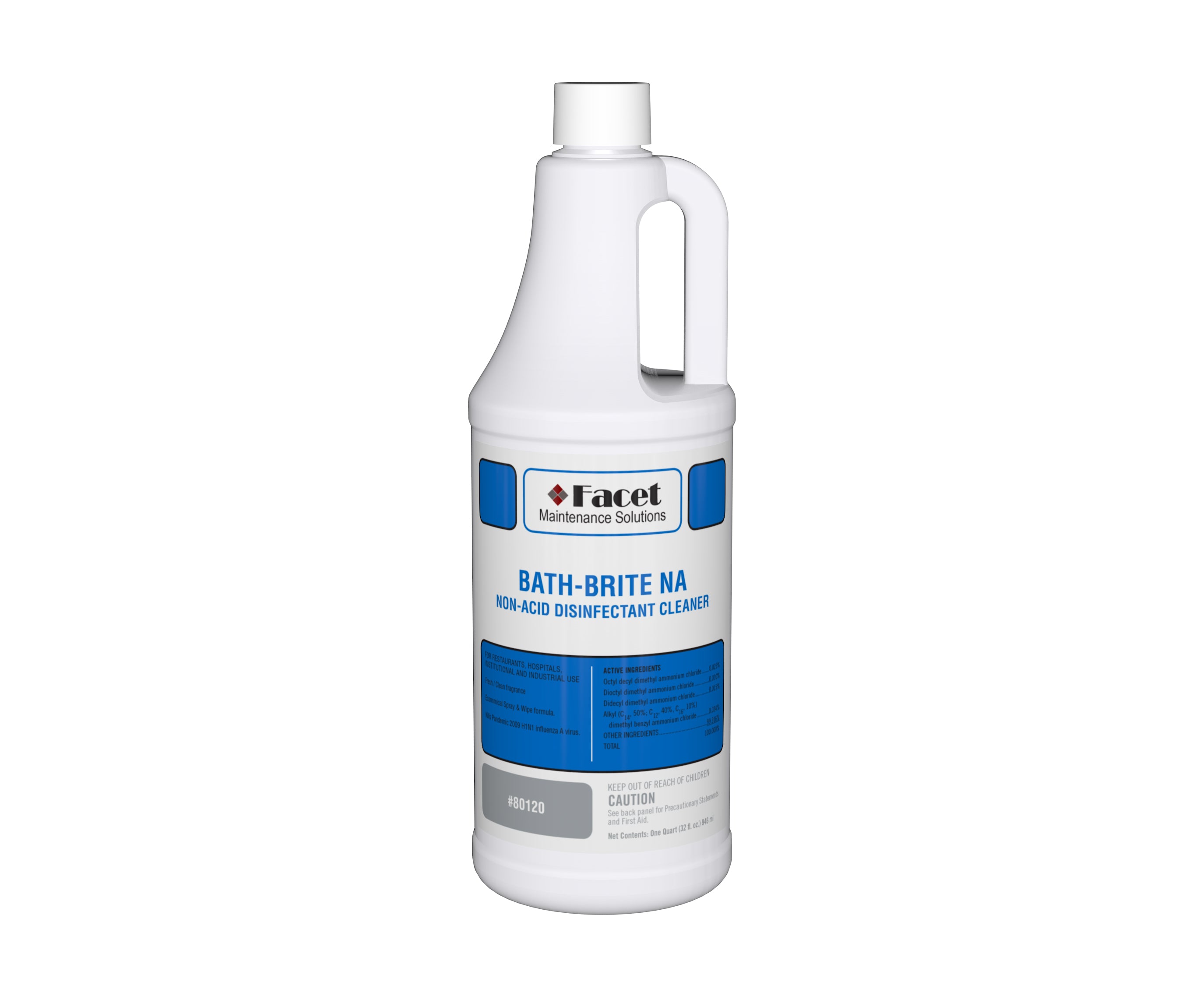 Facet Bath Brite Non-Acid Ready-to-Use Bathroom Cleaner & Toilet Bowl Cleaner - 1 Quart (32 oz) for Sparkling Tiles, Sinks, and Porcelain - Perfect for Daily Bathroom Cleaning & Stain Removal