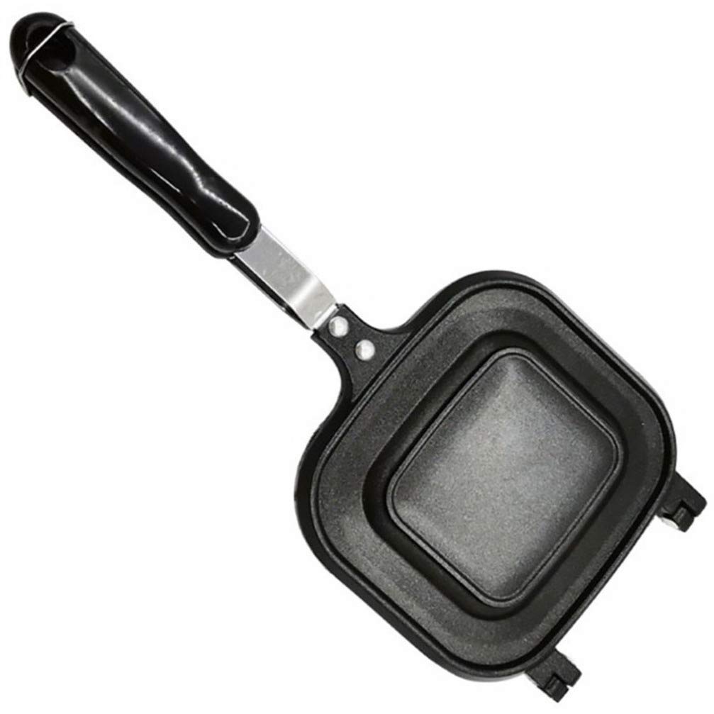 HEMOTON 2-in-1 Sandwich & Waffle Maker with Non-Stick Cast Iron Plates - Perfect for Grilled Cheese, Eggs, Steak - Compact Countertop Breakfast Toaster for Home, Office & Camping Use