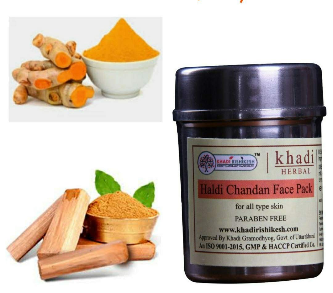 Khadi Rishikesh Ayurvedic Turmeric Sandalwood Face Pack for Acne & Oily Skin - Reduces Pimples, Acne Scars & Pigmentation - 50g - Suitable for Women & Men - Perfect for Daily Skincare Routine & Ayurvedic Beauty Regimen