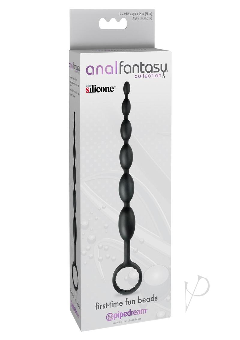 Anal Fantasy Collection - 8.25 Inch Silicone Anal Beads for Beginners - Black - Perfect for Couples Play & Solo Exploration