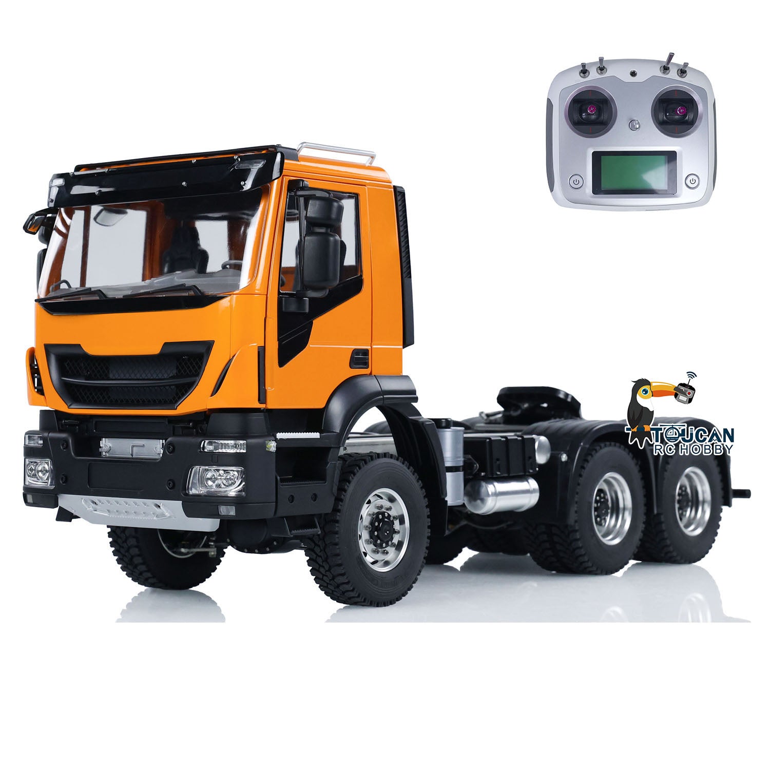1/14 Scale 6x6 RC Tractor Truck - 2 Speed Transmission, Realistic Engine Sounds & LED Lights, Metal Chassis with Servo ESC Motor - DIY Remote Control Vehicle for Off-Road Adventure & Farm Simulation Play