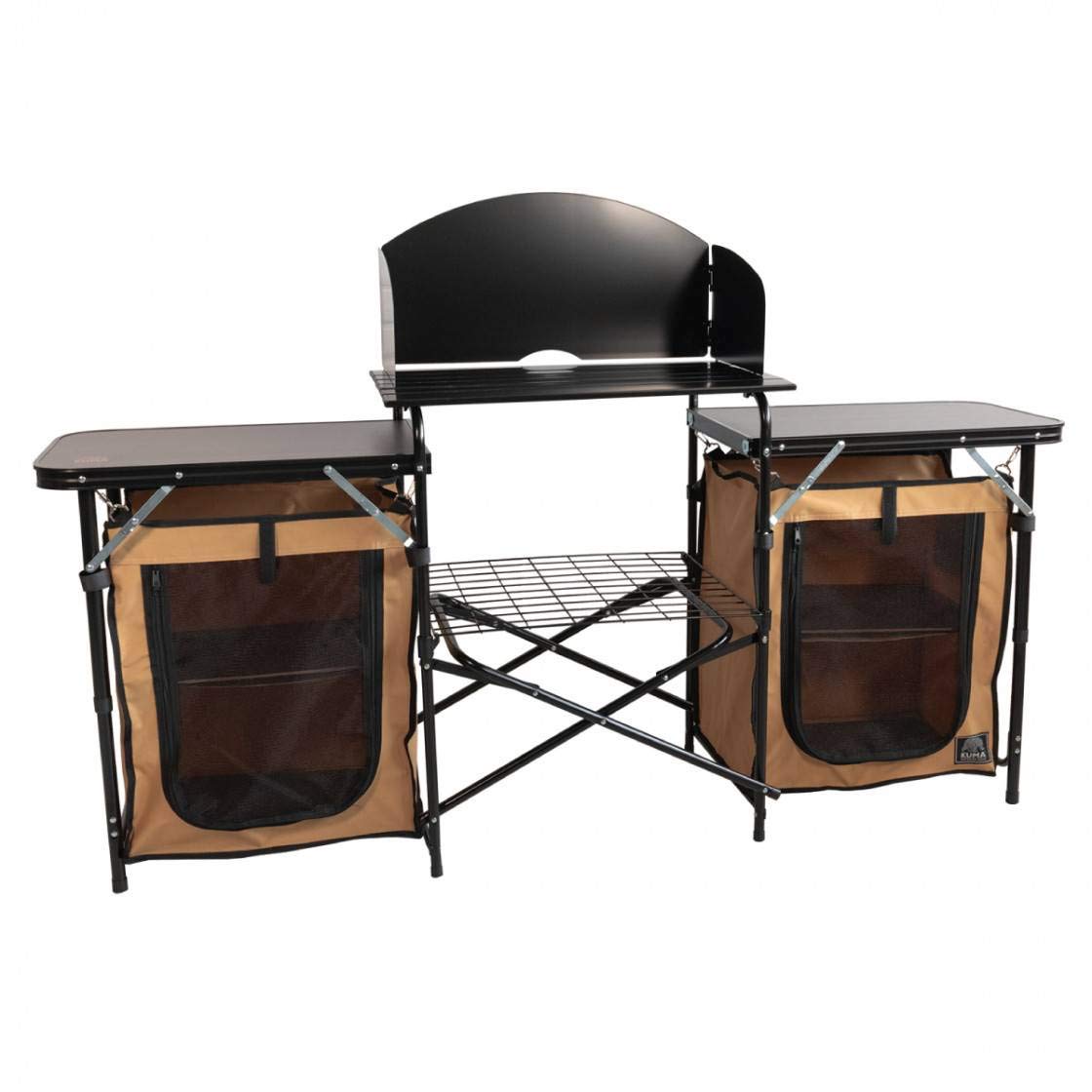 Kuma Outdoor Gear Busy Bear Camp Kitchen - Portable Camping Cooking Station with Storage, Compact & Durable for Outdoor Adventures, Hiking, and RV Trips - Black