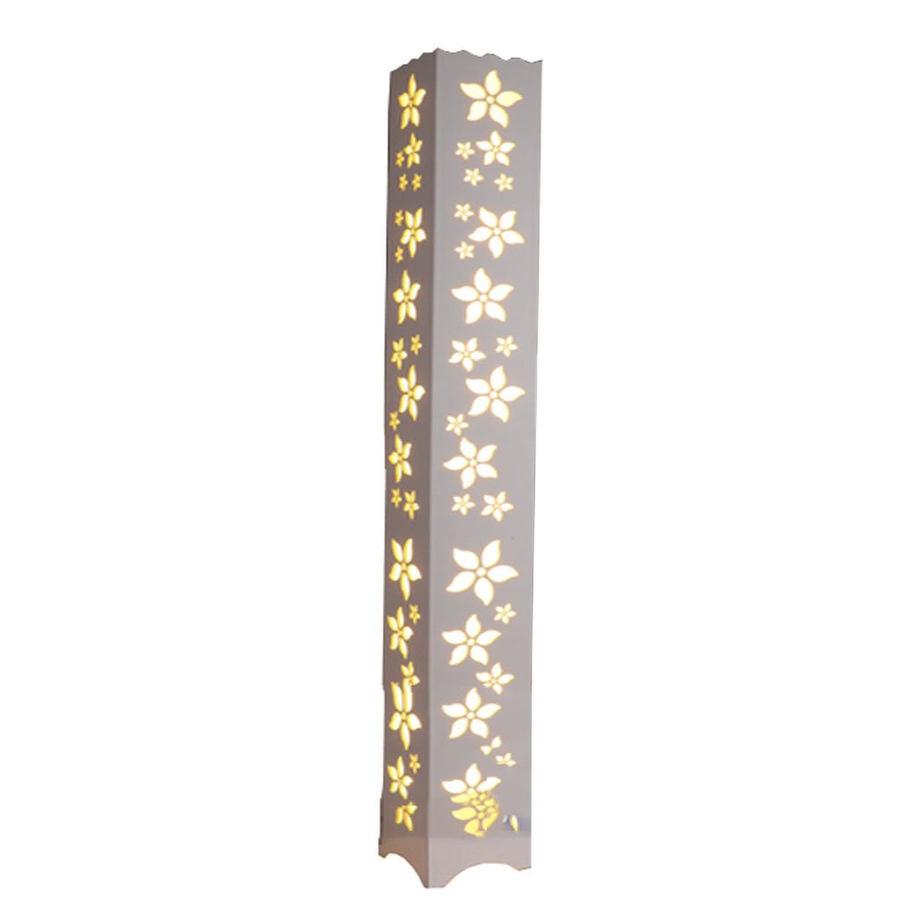 Modern LED Floor Lamp with Hollow Carved Design - 141x41x120cm Cherry Blossom Warm Light for Bedroom, Living Room & Study Room - Dimmable Standing Light with Foot Switch (PVC Wood Plastic) - Perfect for Reading, Relaxation & Home Decor