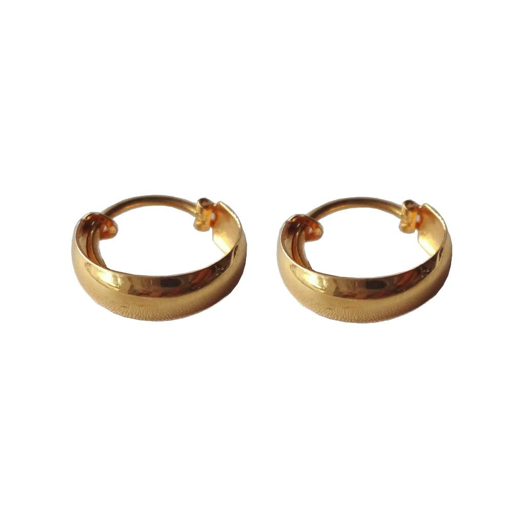 22K/18K Solid Gold Hoop Earrings for Women & Men - Simple Plane Design - 10MM Size - Certified Fine Gold Jewelry - Perfect for Gifts, Everyday Wear & Special Occasions