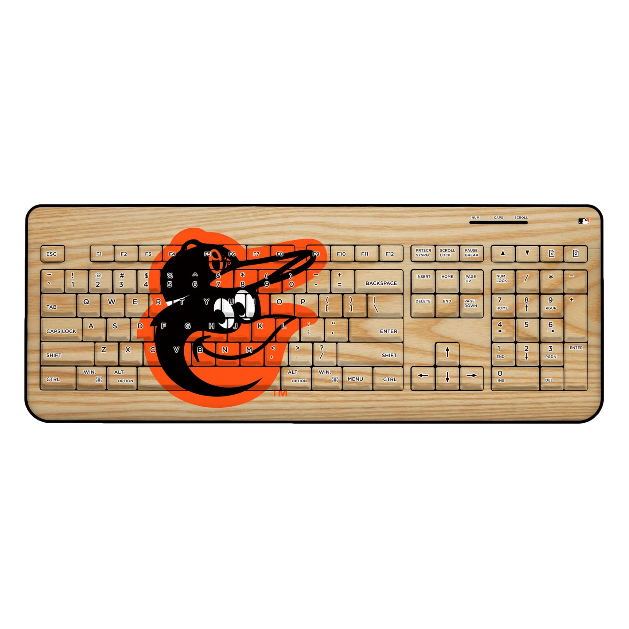 Baltimore Orioles Baseball Bat Wireless USB Keyboard - MLB Fan Gear for Computer & Gaming - Perfect for Baseball Enthusiasts & Office Use