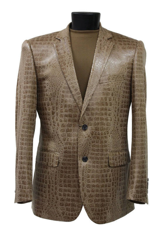 Bassiri J1041 Men's Slim Fit Tan Blazer - Perfect for Business Meetings, Weddings & Formal Events