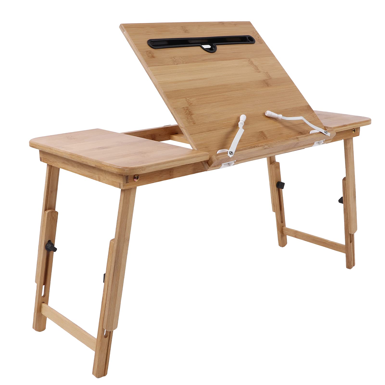 CHICIRIS Adjustable Bamboo Laptop Bed Table - Sturdy & Comfortable Reading Desk for Home Office, Bedroom, or Dorm - Perfect for Working, Studying, or Relaxing in Bed