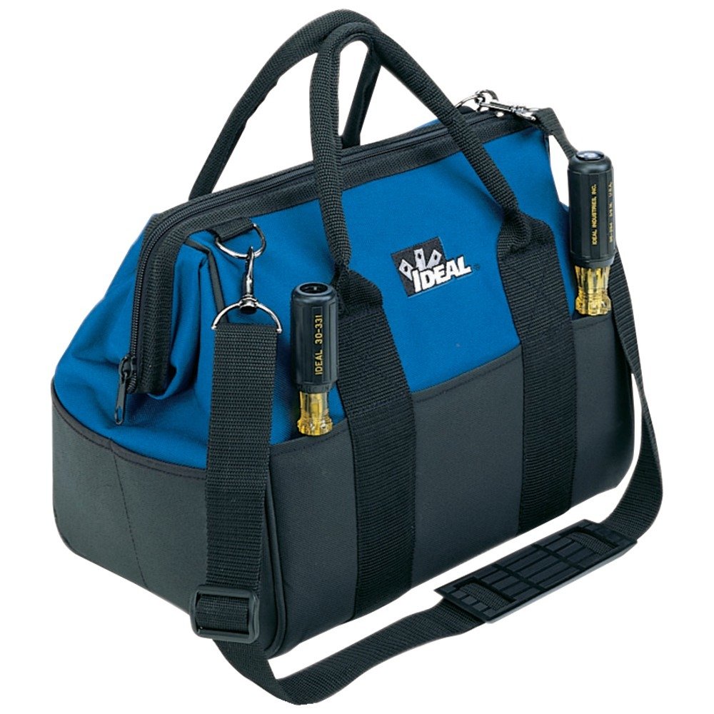 13in Large Mouth Tool Bag - Heavy Duty Durable Construction for Electricians, Plumbers & Contractors - Perfect for Organizing Tools On The Job Site