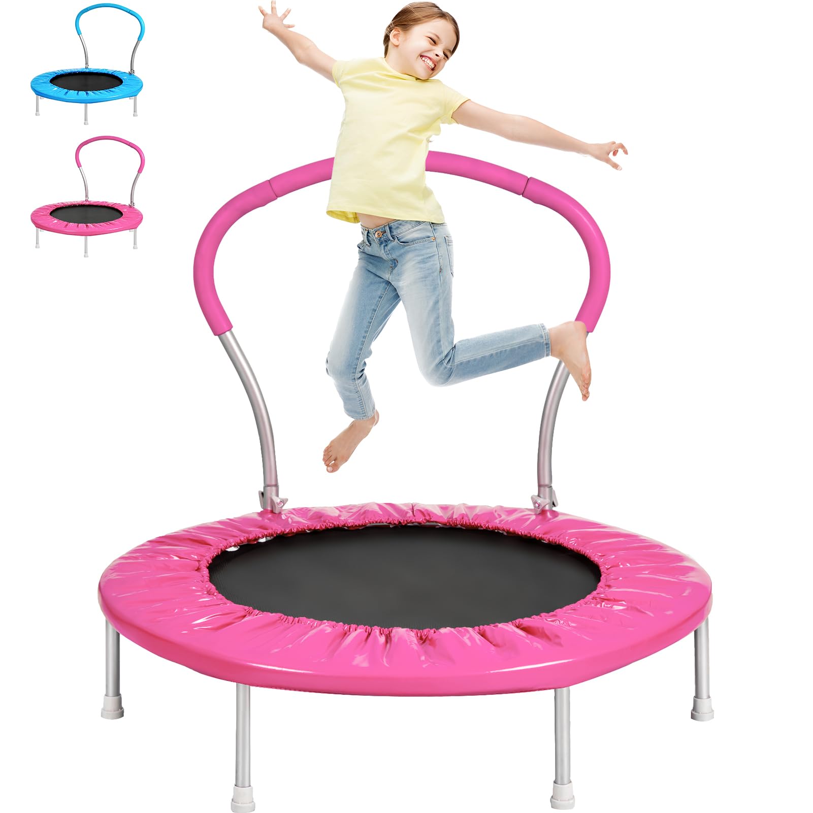 36 Inch Kids Trampoline with Handle - Mini Trampoline for Toddlers & Children, Indoor/Outdoor Small Fitness Rebounder for Exercise, Play & Backyard Fun - Perfect for Home, Gym & Playground Activities