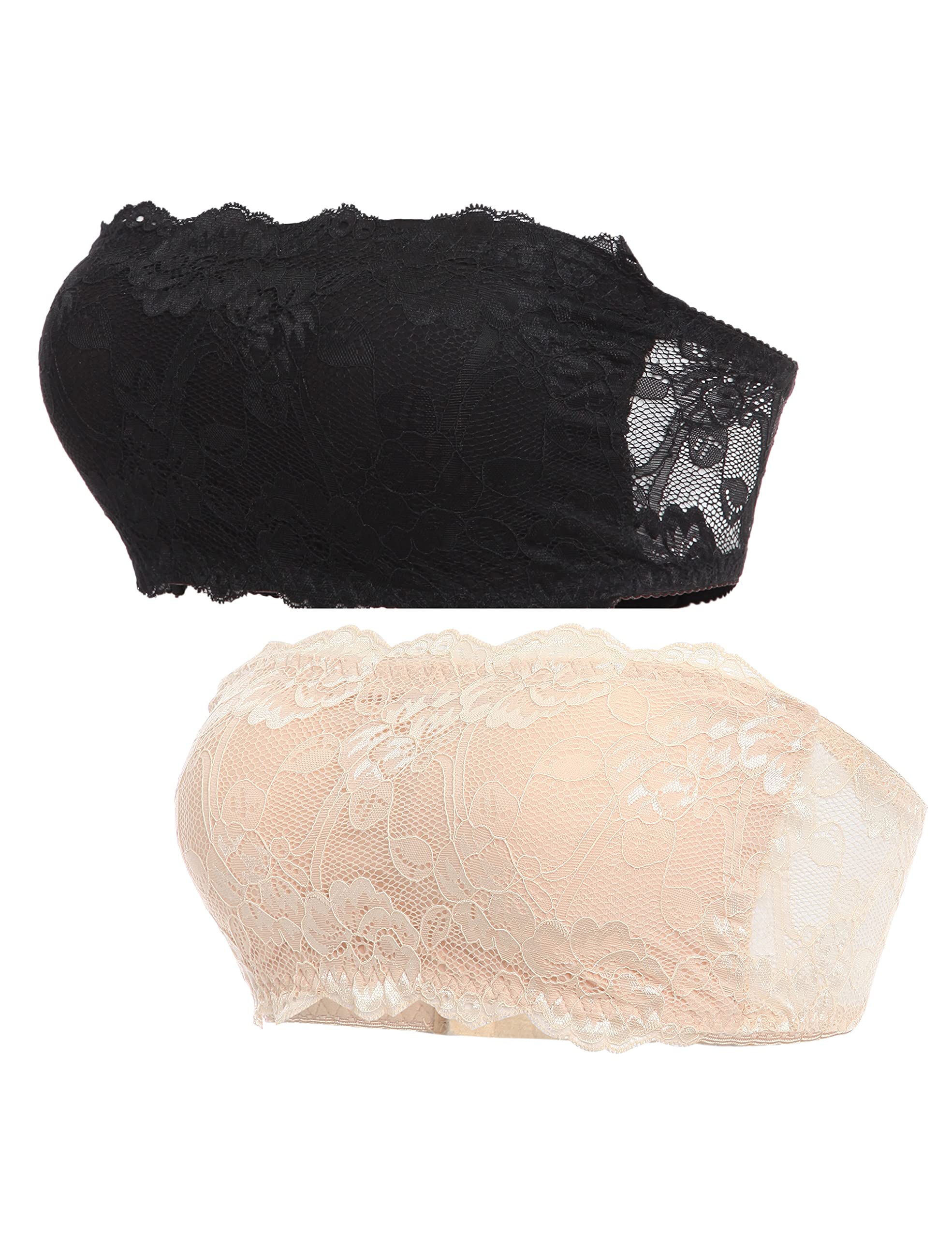 Flora Lace Bralette Bandeau Bra for Women - Seamless Tube Top Strapless Bra for Layering | Perfect for Summer Outfits, Beach Wear & Casual Fashion