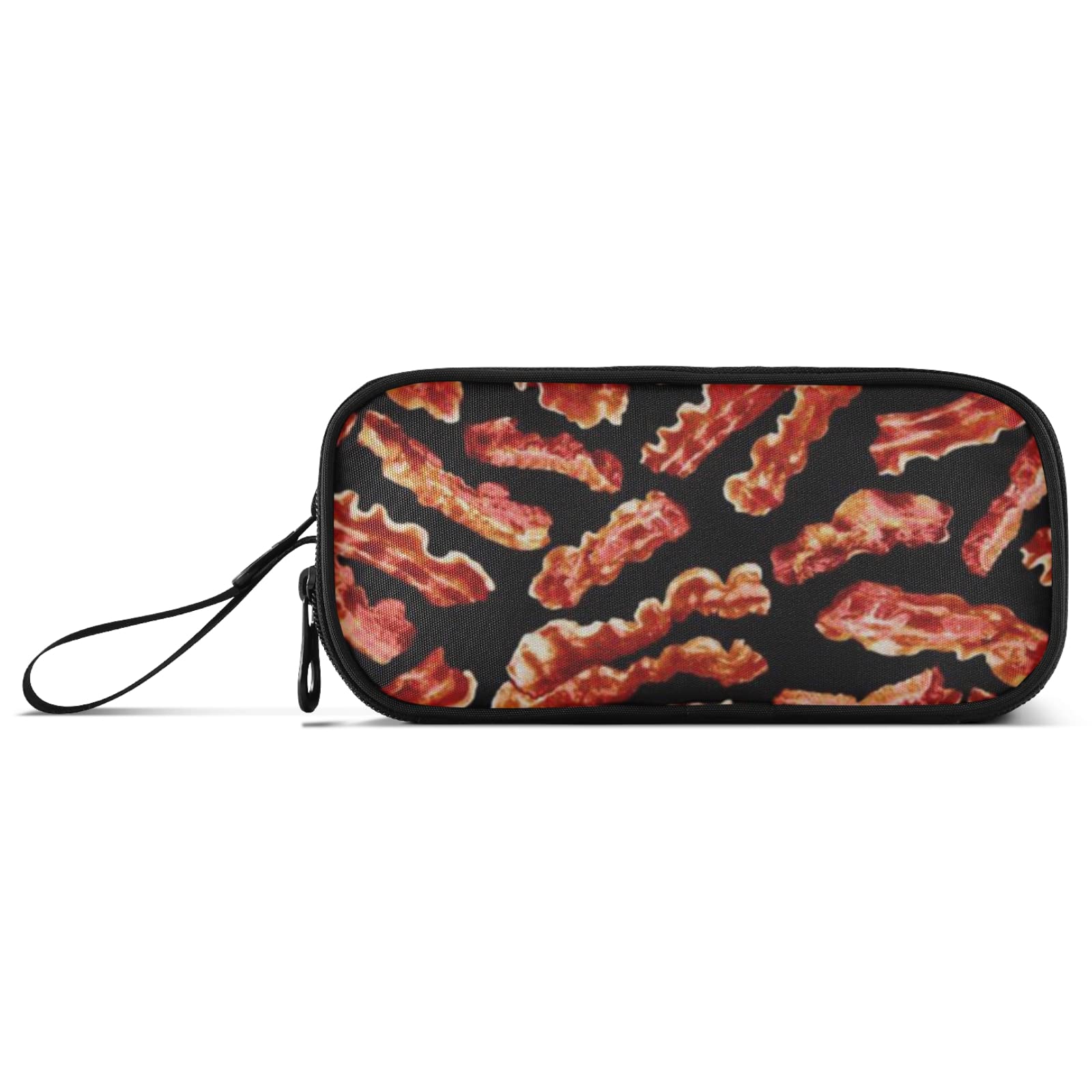 Fisyme Large Capacity Bacon Pattern Pencil Case - Pen Organizer, Makeup Pouch & Stationery Bag for School, Office, College & Travel | Perfect for Adults, Students & Professionals (Multipurpose Storage Solution)