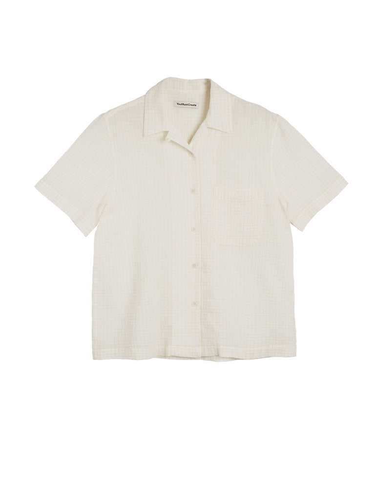 YMC Vegas SS Shirt - White & Yellow Short Sleeve Casual T-Shirt for Men | Perfect for Summer Outfits, Streetwear & Everyday Wear