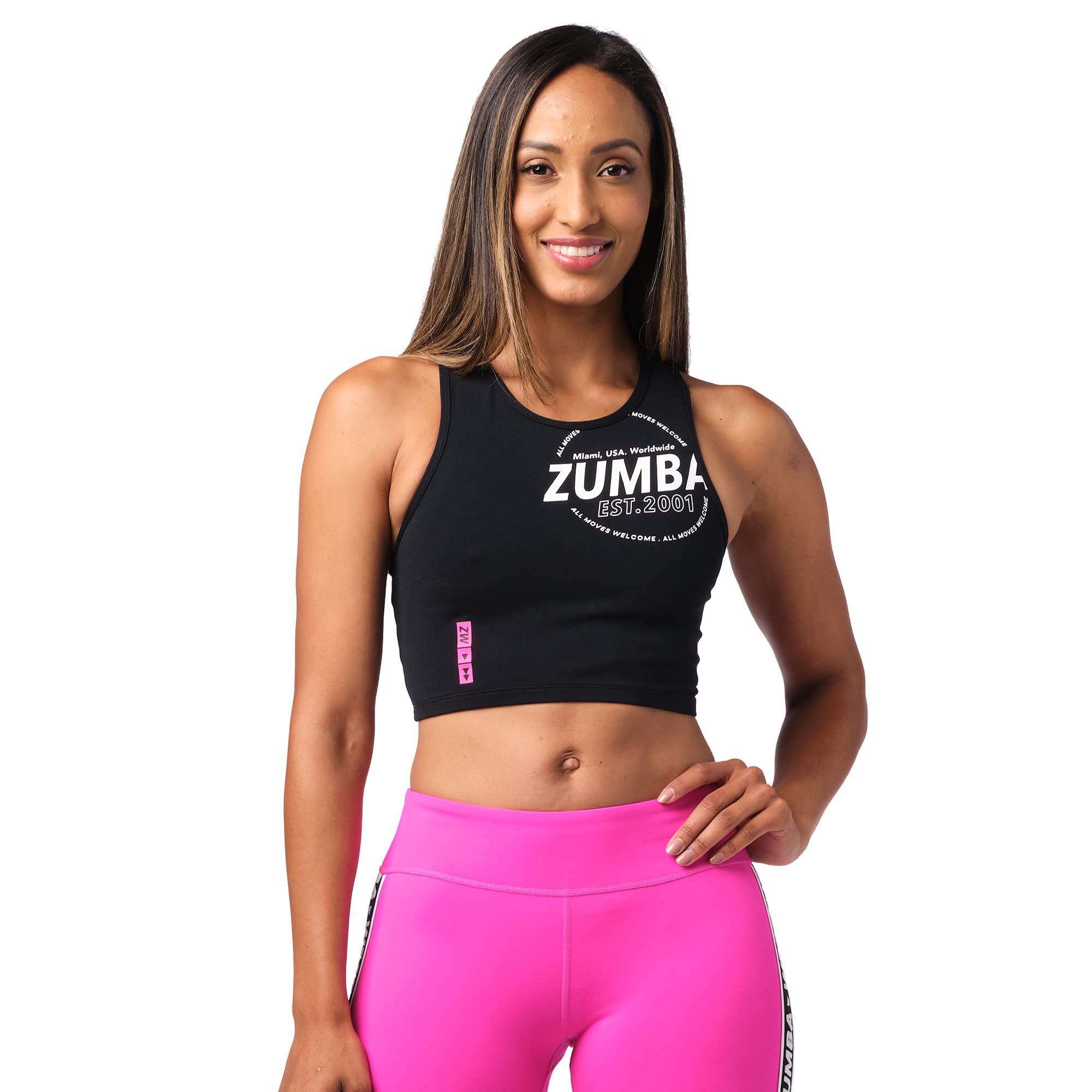 ZUMBA Cropped Tank Top for Women - Cute Workout & Yoga Tops - Breathable & Comfortable Fitness Wear for Dance, Gym & Summer Activities