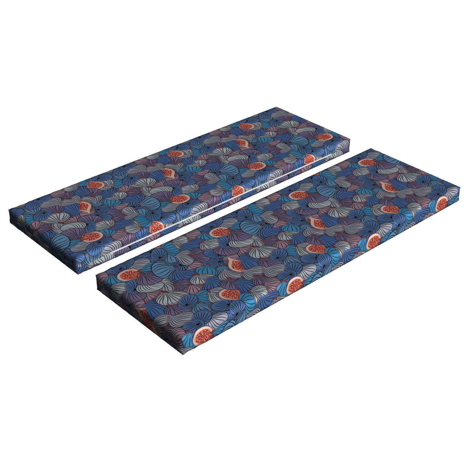 Ambesonne 2-Piece Fruit Bench Cushion Set - Half Whole Fig Fruits Mediterranean Art Design, 45