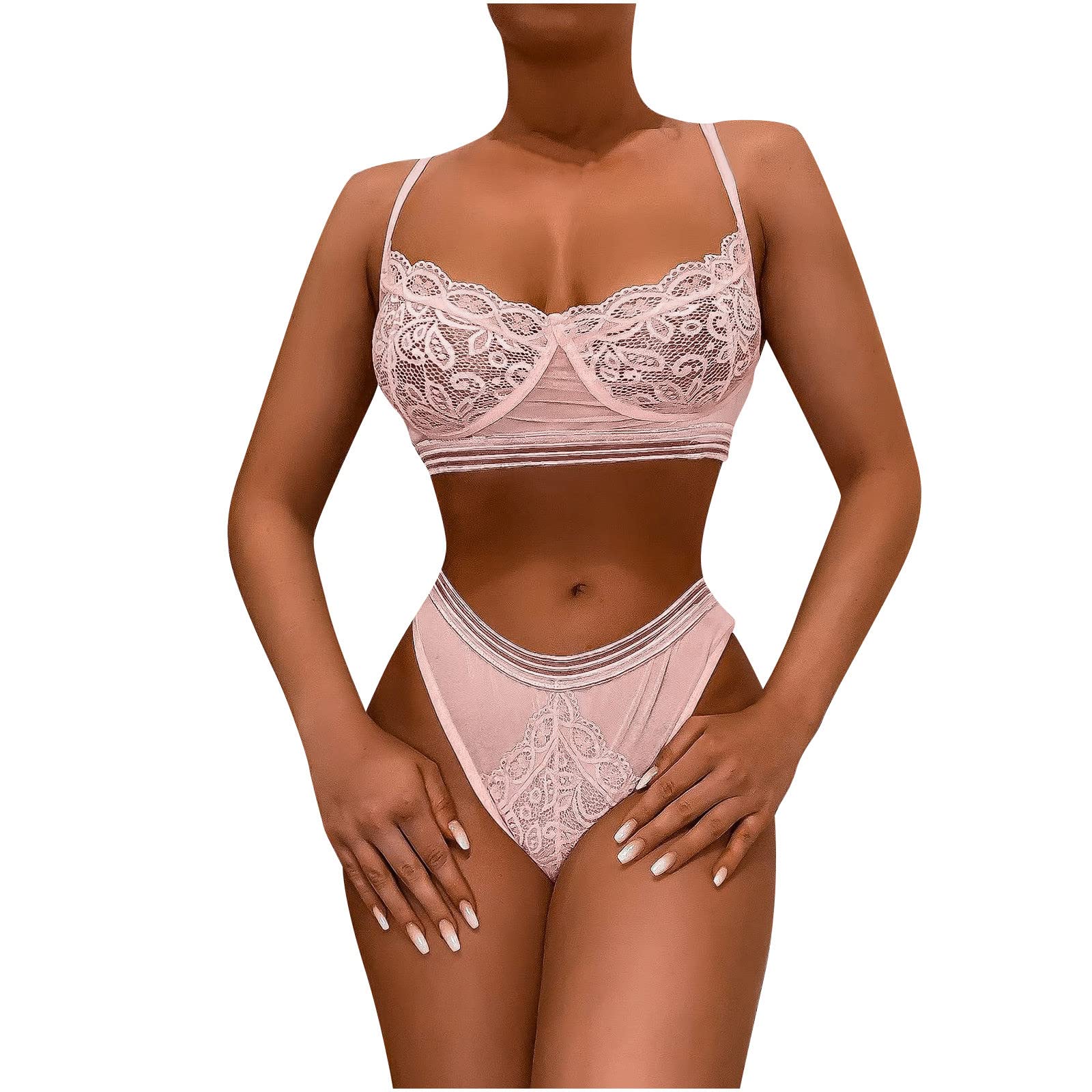 Wodceeke Sexy Lace Bra and Panty Set for Women - 2 Piece Couples Lingerie with Straps, Babydoll Underwear for Romantic Nights & Intimate Moments