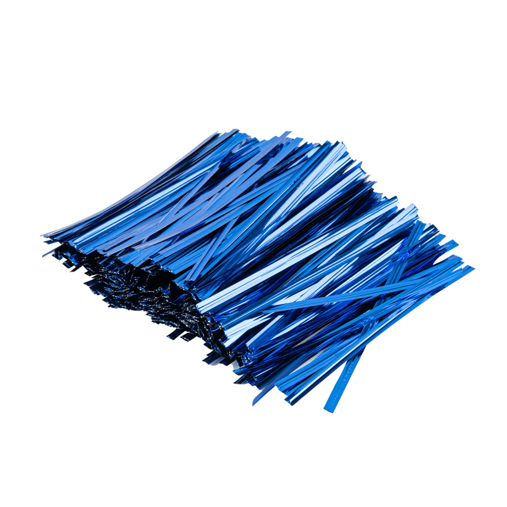 Blue Metallic Twist Ties for Bags - 500 Count Box | Secure & Reusable Bag Closures for Food Storage, Gift Wrapping & Organization