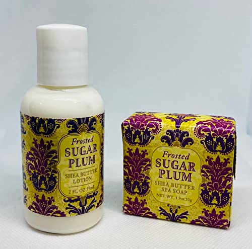 Greenwich Bay Trading Co. Frosted Sugar Plum Shea Butter Soap & Lotion Gift Set - Moisturizing Hand & Body Care for Dry Skin, Holiday Gifts & Self-Care Pampering