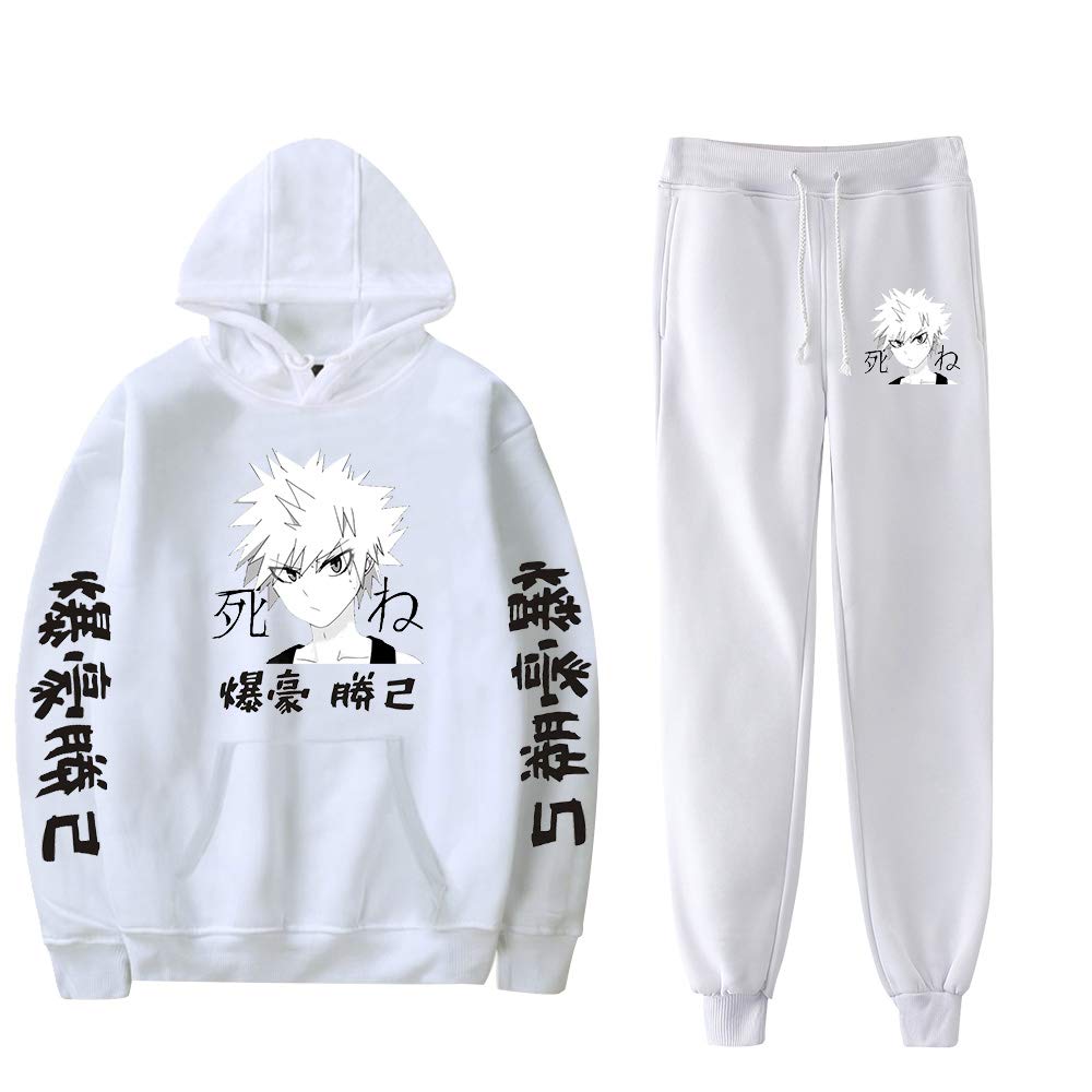 Unisex Bakugou Katsuki Hoodie & Sweatpants Set - My Hero Academia Manga Character Print Two-Piece Outfit for Cosplay, Anime Conventions & Casual Wear