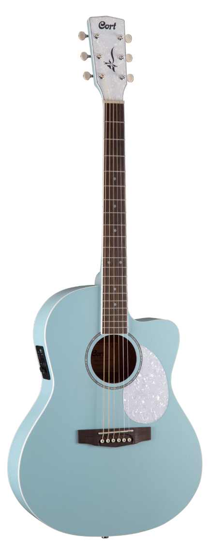 Cort Jade Classic Small Body Acoustic-Electric Guitar with Pickup - Sky Blue | Perfect for Travel, Live Performances & Home Practice