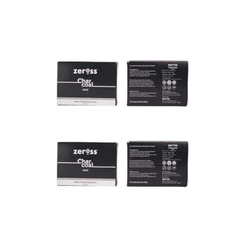 Zeross Duo Charcoal Soap Bar - Deep Cleansing & Glowing Skin with Natural Ingredients, 2-Pack (100g Each) | Perfect for Acne-Prone Skin & Detoxifying Facial Care
