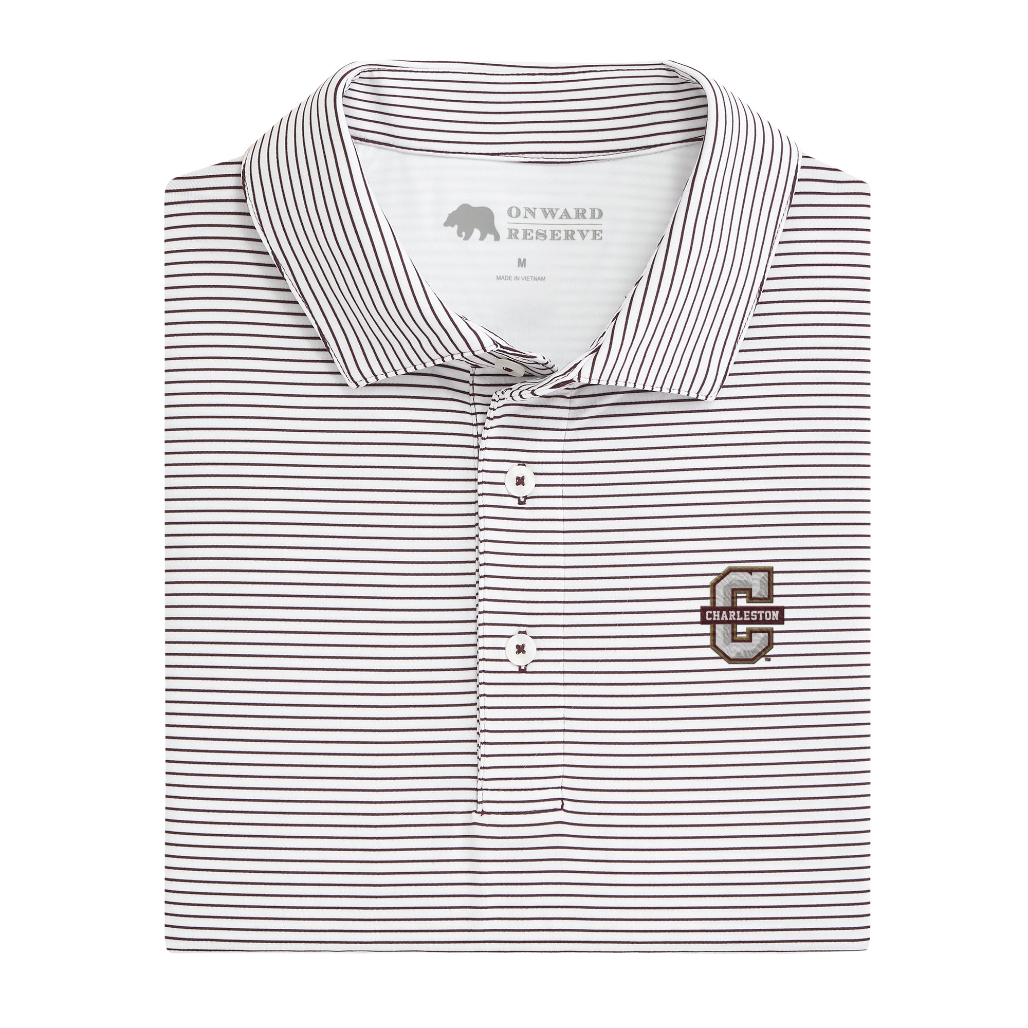 Birdie Stripe College of Charleston Performance Polo Shirt - Moisture Wicking, Breathable Golf & Tennis Apparel for Men & Women | Perfect for Sports, Casual Wear & Alumni Events