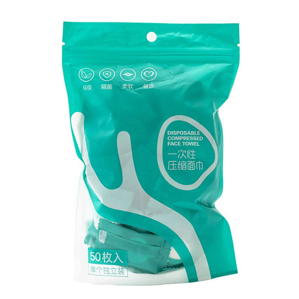 **Mini Cotton Face Towel - Travel & Portable Compressed Towel for Cleaning, Disposable & Reusable - White & Green (One Size) - Perfect for Travel, Gym, Camping & Kitchen Use**