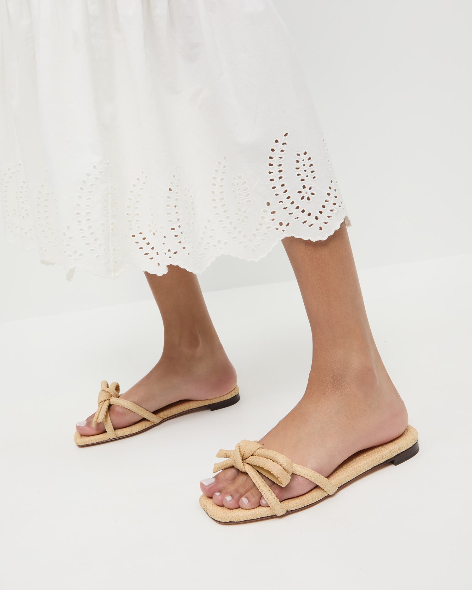 Hadley Natural Bow Sandal - Women's Comfortable Leather Flat Sandals for Summer | Perfect for Beach, Vacation & Casual Outfits