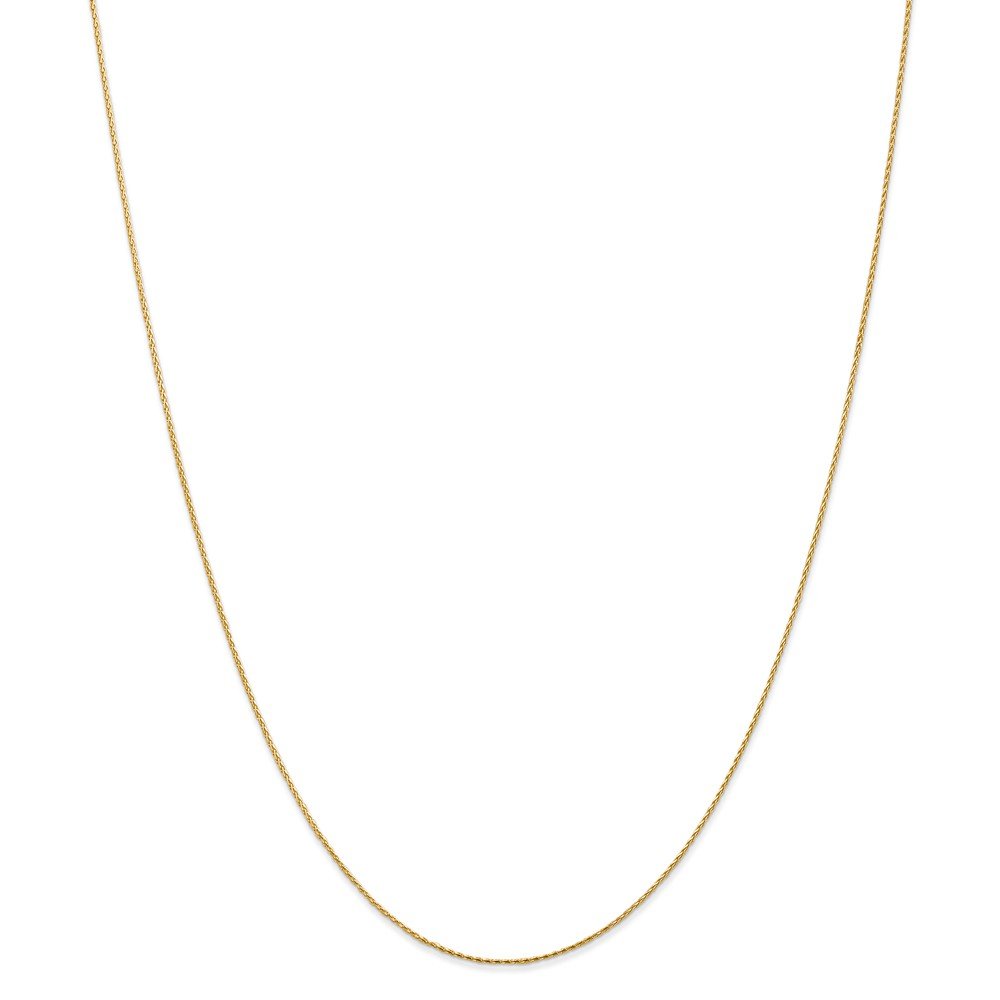 14K Yellow Gold 0.8mm Round Faceted Wheat Chain Necklace for Women - Dainty Layering Jewelry, Everyday Wear & Gift for Her