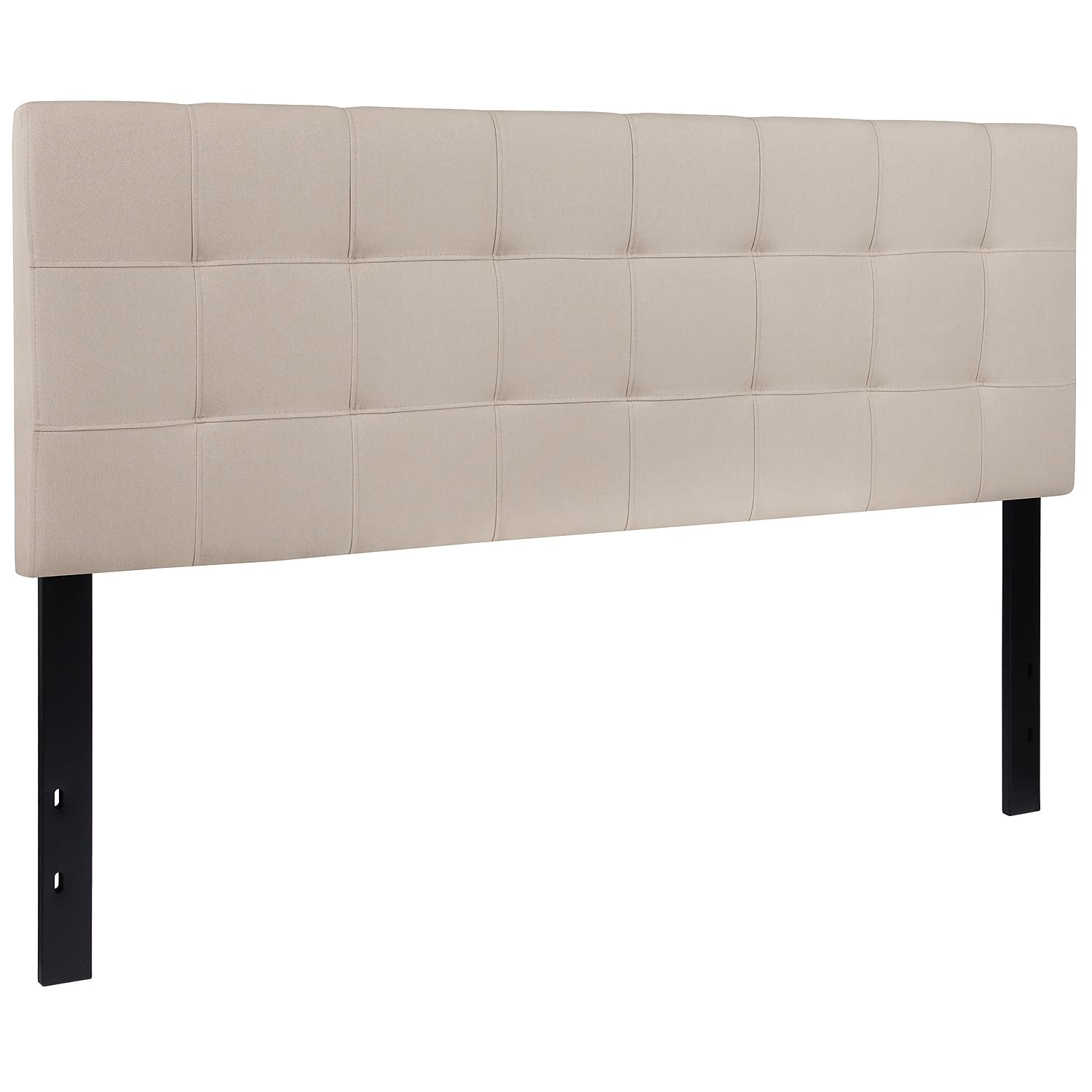 Flash Furniture Bedford Tufted Upholstered Queen Size Headboard in Beige Fabric - Luxurious Bedroom Decor for Master Suite & Guest Room