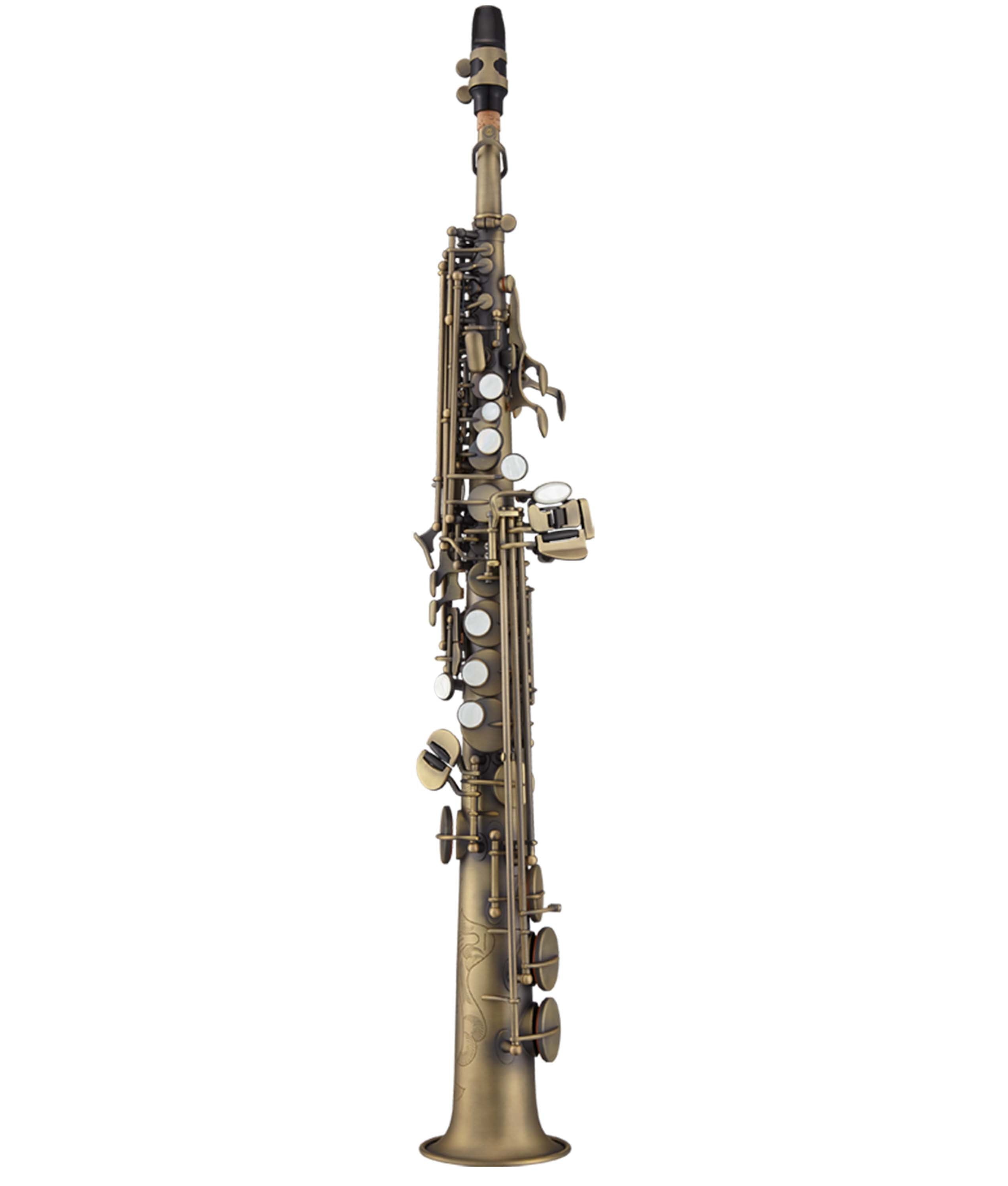 Antigua Winds SS4290 PowerBell Pro Bb Soprano Saxophone with Antique Finish - Professional Brass Instrument for Jazz, Concert & Studio Performance