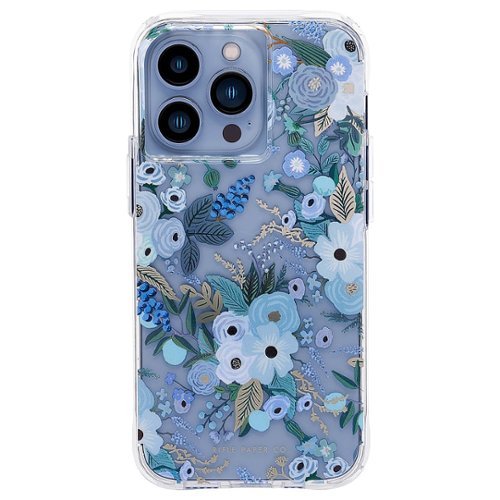 Case Mate Rifle Paper Co. MagSafe Compatible iPhone 13 Pro Case - Garden Party Blue Floral Design | Perfect for Everyday Use, Travel & Gift Giving
