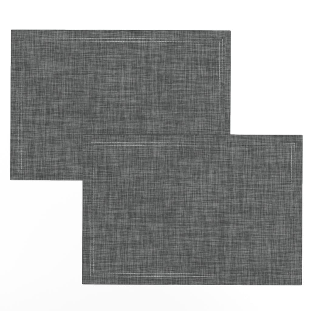 Premium Linen Cotton Canvas Placemats Set of 2 - Charcoal Gray Rustic Table Mats for Dining, Kitchen & Home Decor | Washable & Durable Table Setting Accessories