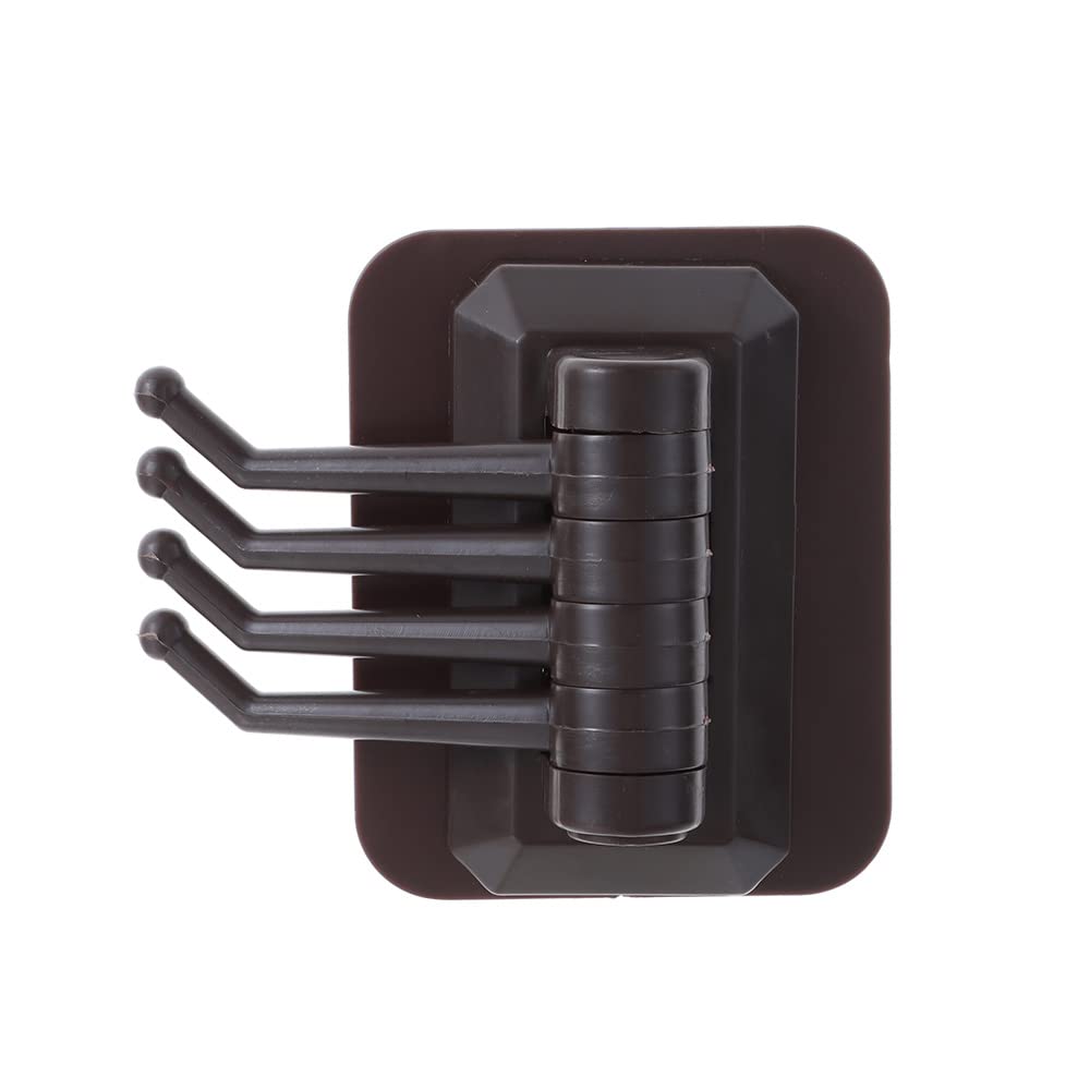 Multi-Purpose Self-Adhesive Wall Hook - Sturdy Door Hanger for Keys, Towels, Coats & More - Space Saving Organizer for Bathroom, Kitchen, Bedroom & Entryway (Coffee Brown)