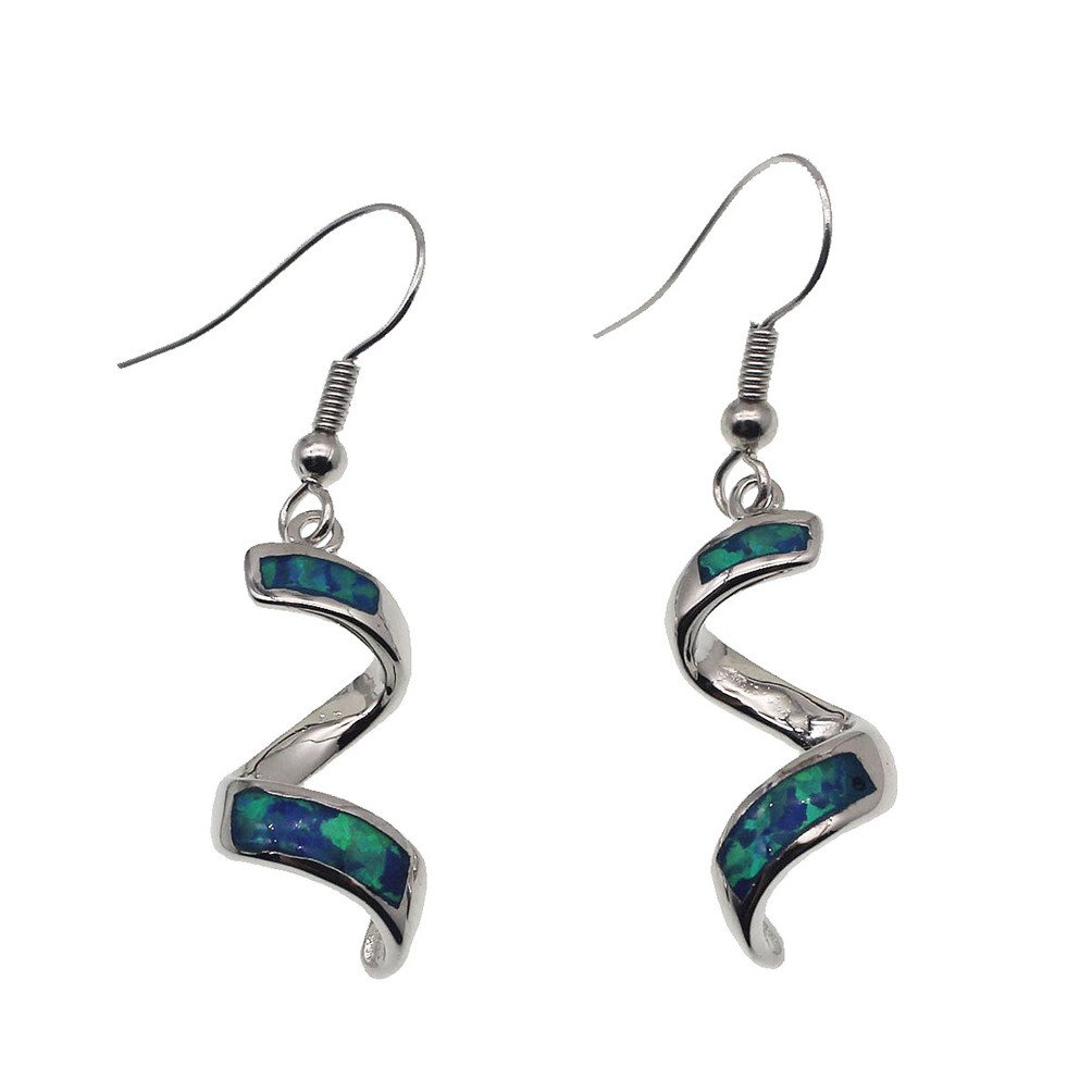 Australian Fire Blue Opal Dangle Hook Earrings for Women | Genuine Birthstone Jewelry | Elegant Birthday Gift for Her | Perfect for Weddings, Parties & Special Occasions