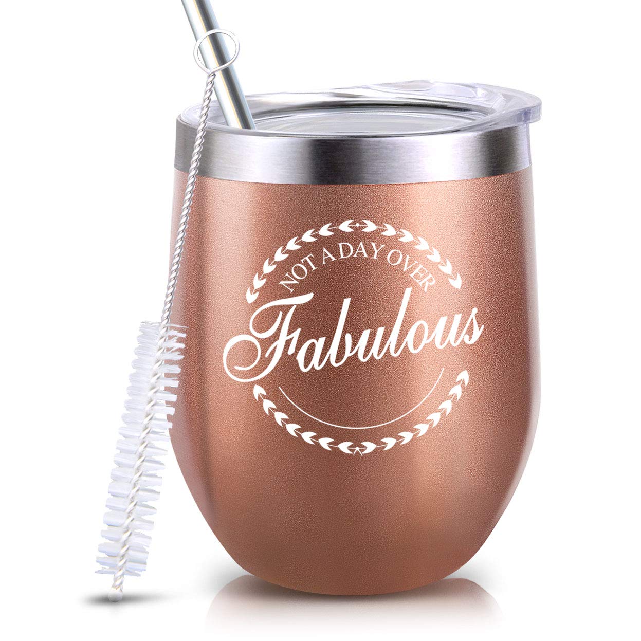 Funny 'Not a Day Over Fabulous' Pink Insulated Tumbler - Best Mother's Day Gift for Mom, Birthday Present for Women, Coffee Travel Mug for Friends - Perfect for Office, Gym & Road Trips