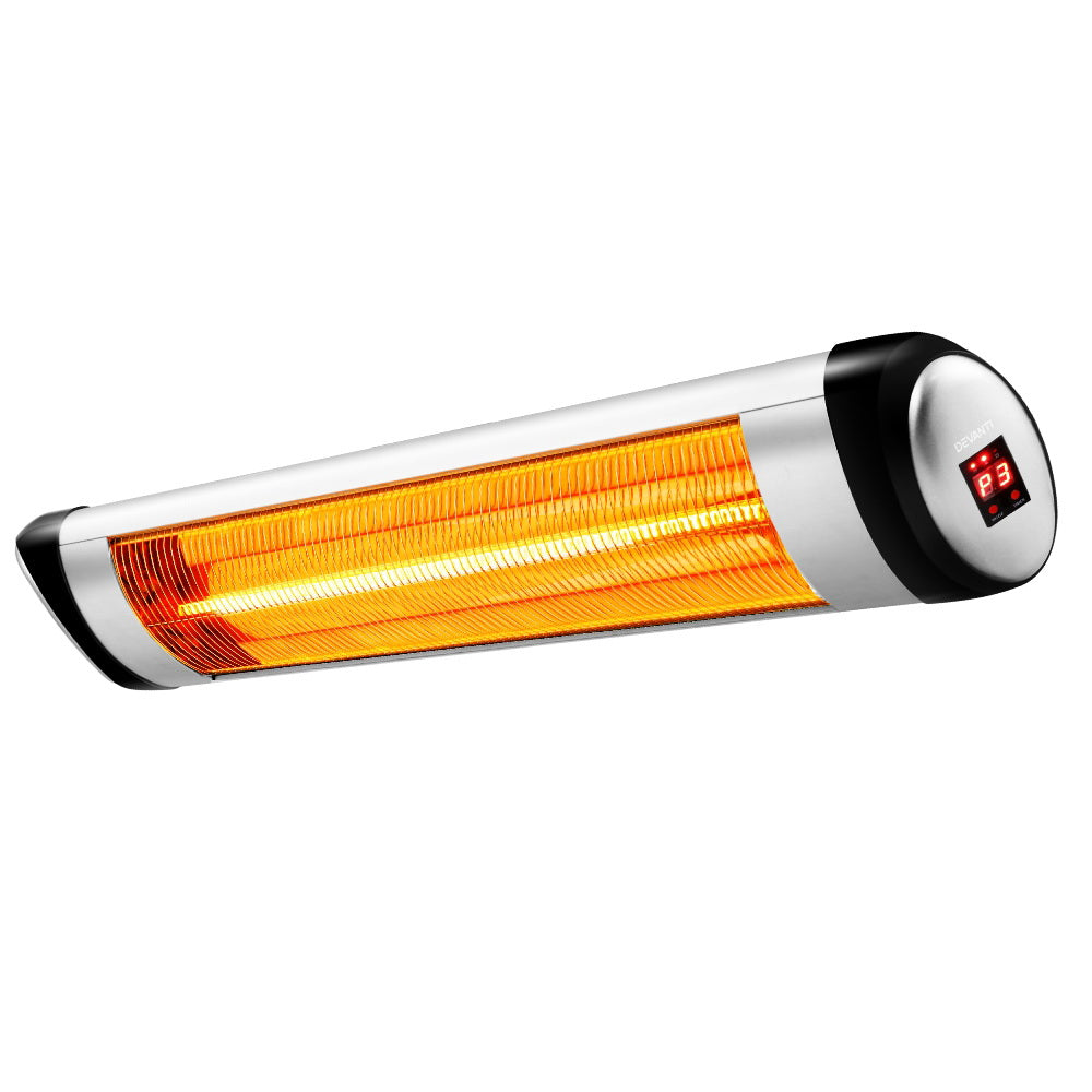 Devanti 2000W Electric Strip Heater - Fast Heating Portable Radiant Space Heater for Home, Office & Garage - Energy Efficient Indoor Heating Solution