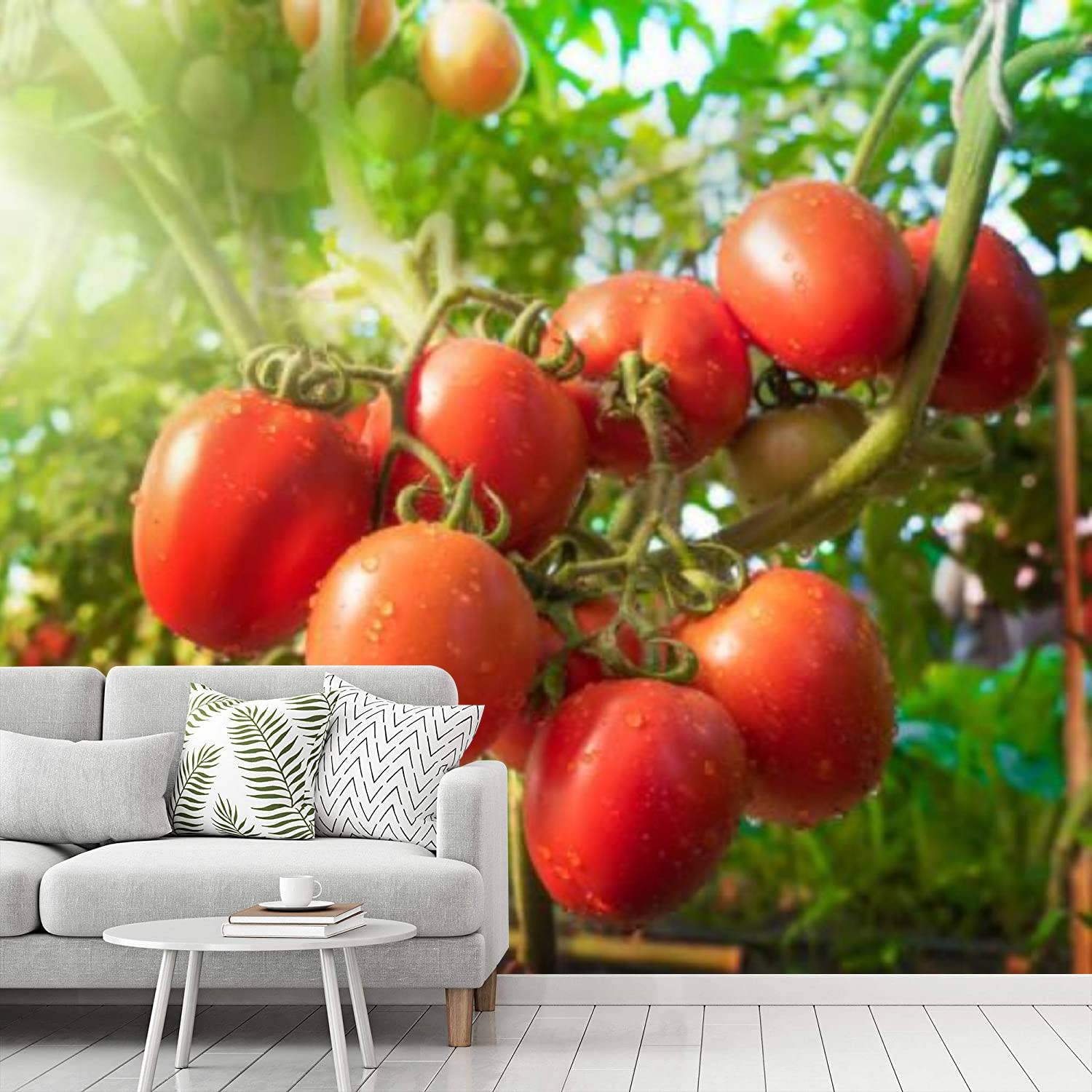 Self-Adhesive Removable Tomato Fruit Peel and Stick Wallpaper with Water Drops & Sunlight Design - Contact Paper for Home, Bedroom, Living Room Wall Decoration | Perfect for Accent Walls, DIY Home Makeovers, and Rental-Friendly Spaces