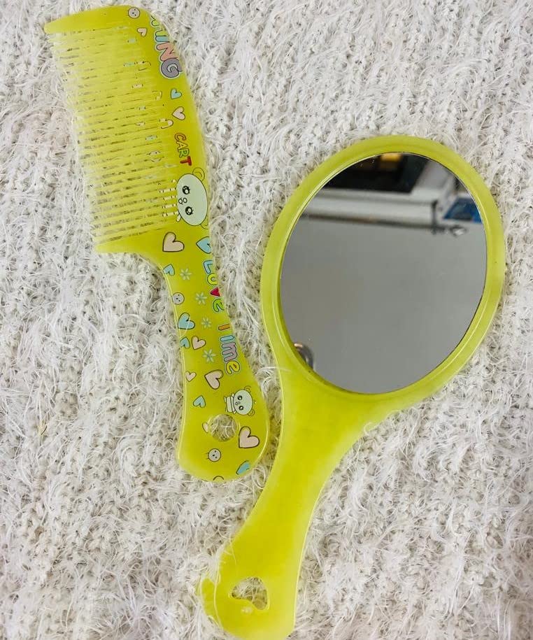 Khiansh Traders Hair Comb and Mirror Set for Women & Girls - Portable Travel & Daily Use Comb with Hand Mirror, Fits Perfectly in Purse or Handbag - Ideal for Hairstyling, Makeup, and On-the-Go Touch Ups
