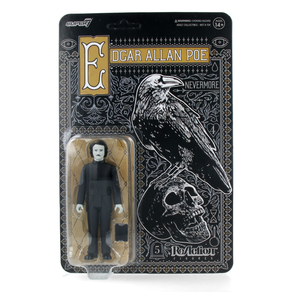 Edgar Allan Poe Greyscale ReAction Figure - Wave 1 Collectible for Horror Fans & Literature Lovers | Perfect for Bookshelf Displays, Gothic Home Decor, and Poe-Themed Collections